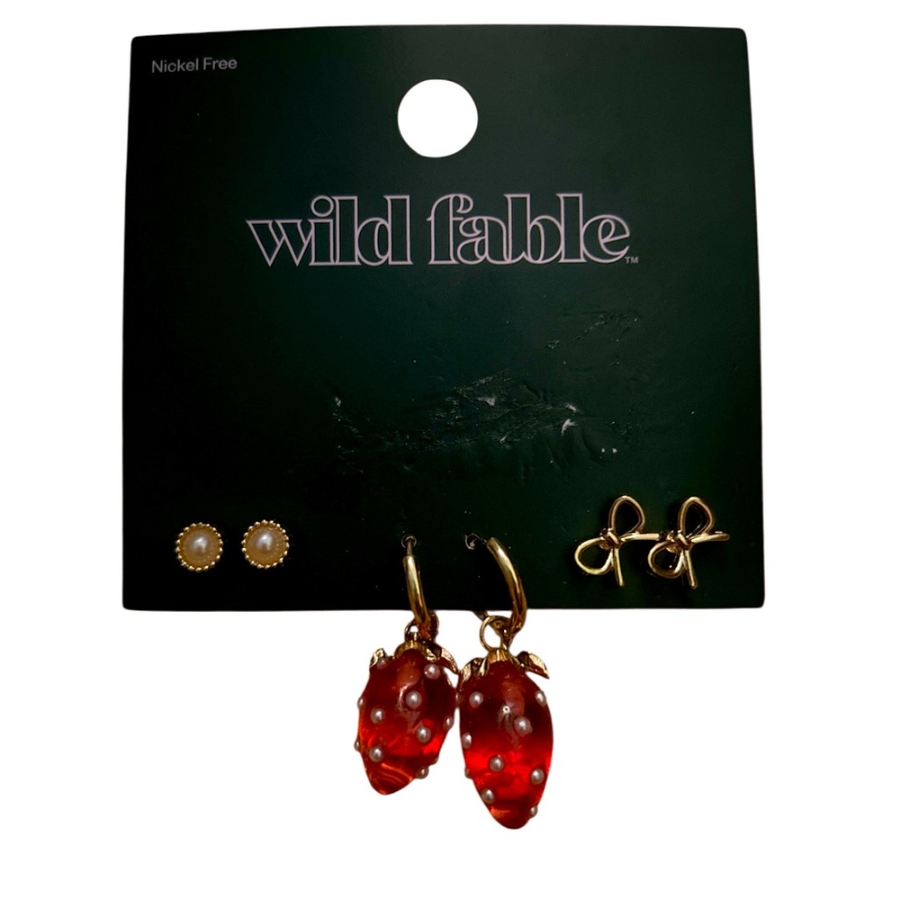 Wild Fable Red and Gold Earring Set - Picture 4 of 5